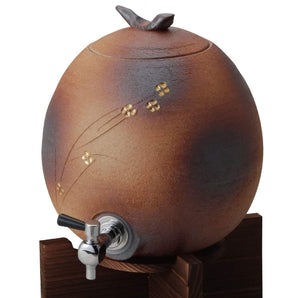Ziyue Kiln Japanese Fire Color Small Flower Server With Wooden Stand - 3000Cc Brown Tokiwa Tokiya Pro 28 - 272 - 068 - Me