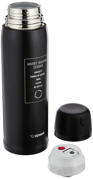 Zojirushi 1.03L Insulated Black Stainless Steel Water Bottle With Cup SJ - JS10 - BA