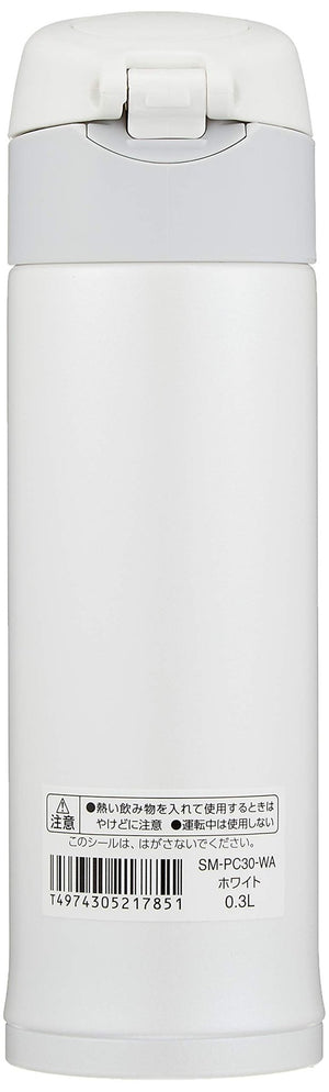 Zojirushi 300ml Stainless Steel Water Bottle One - Touch Open White - SM - PC30 - WA