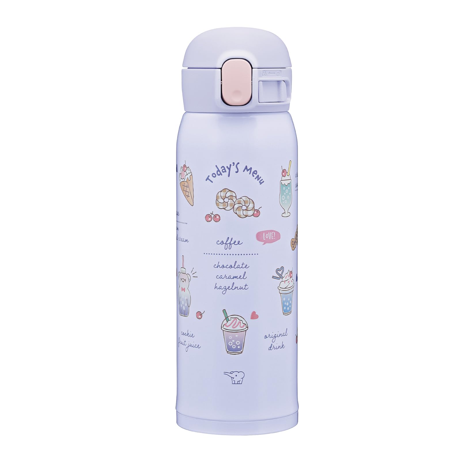 Zojirushi 480ml One - Touch Stainless Steel Water Bottle for Kids Sweet Purple