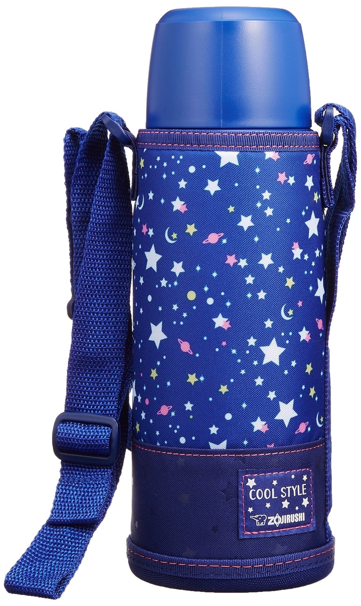 Zojirushi 820ml Blue Stainless Steel Water Bottle with 2 - Way Cup and Drinking Pouch