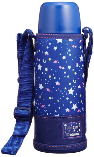 Zojirushi 820ml Blue Stainless Steel Water Bottle with 2 - Way Cup and Drinking Pouch