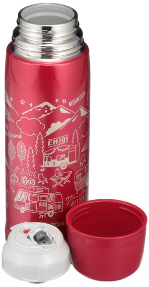 Zojirushi 820ml Red Stainless Steel Insulated Water Bottle with Cup - Sj - Js08 - Ra