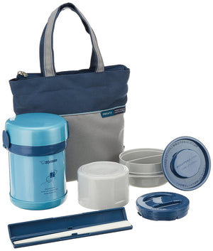 Zojirushi Aqua Blue Ms.Bento Stainless Lunch Jar - Compact and Durable Model SL - MEE07AB