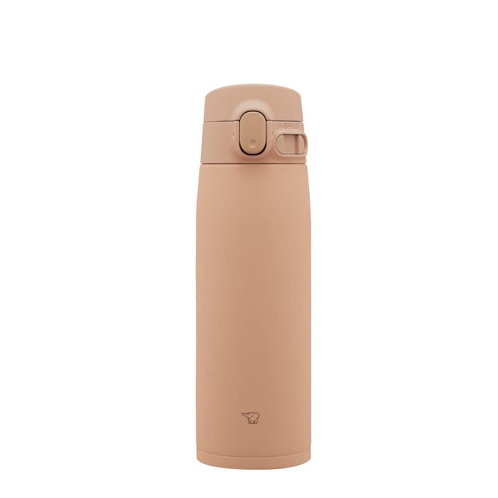 Zojirushi Large Capacity 600ml Stainless Steel Water Bottle One - Touch Seamless Cap Easy Clean Pale Taupe