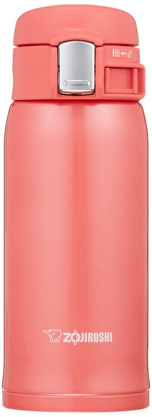 Zojirushi Lightweight Stainless Steel 360ml Water Bottle Coral Pink Direct Drinking Sm - Sc36 - Pv