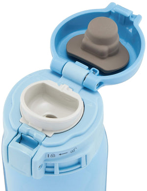 Zojirushi Lightweight Stainless Steel Water Bottle 360ml Warm/Cold One - Touch Open Light Blue