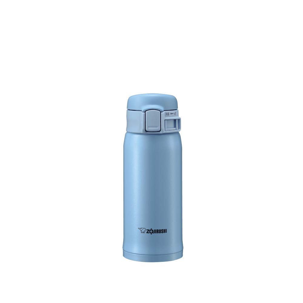 Zojirushi Lightweight Stainless Steel Water Bottle 360ml Warm/Cold One - Touch Open Light Blue