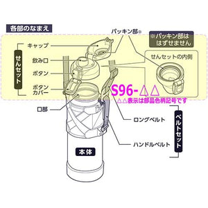 Zojirushi S96 Stainless Steel Blue Bottle Cap Set Replacement for Sd - Ha10 Sd - Ha15 - Direct Drinking