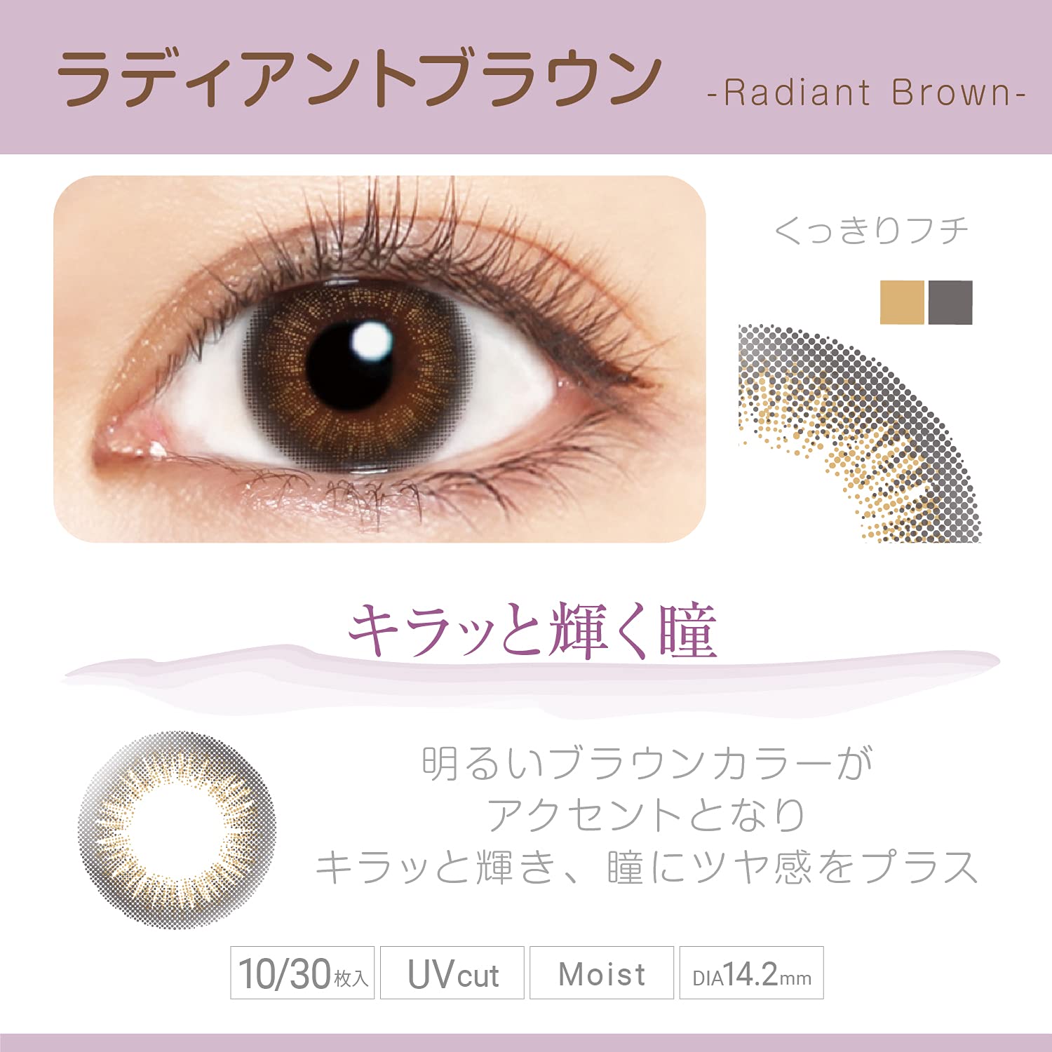 10 Piece Bume Viewm Japan 1 Day Radiant Brown ( - 2.25) Contact Lenses