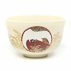 Crane & Rising Sun Design Chawan Matcha Cup Tea Bowl - YOYO JAPAN