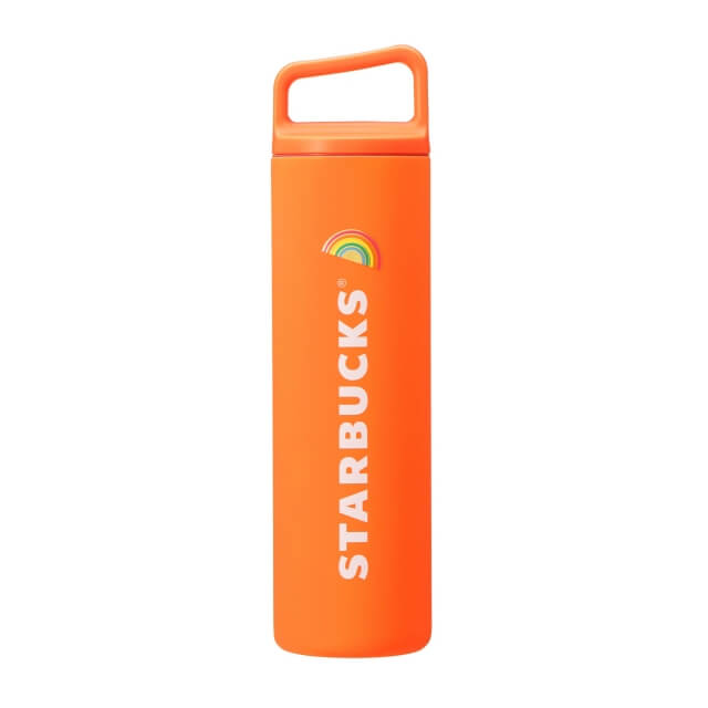 Starbucks Handle Lid Stainless Bottle Neon Orange 591ml - Starbucks Bottles In Japan