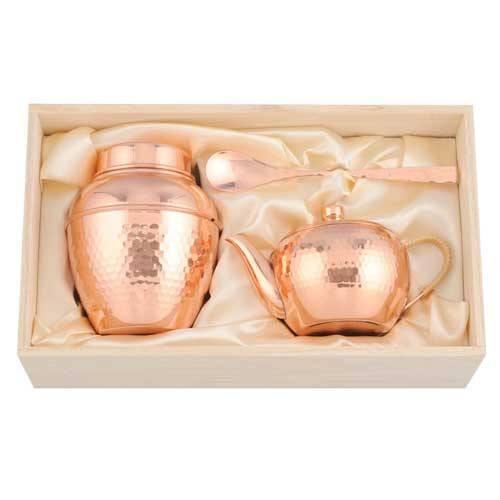 Asahi Japan Copper Kyusu Teapot Tea Caddy & Spoon Gift-Boxed Set