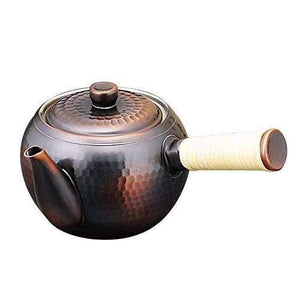 Asahi Japan Copper Kyusu Teapot W/ Filter 345Ml Horizontal Rattan Handle - YOYO JAPAN