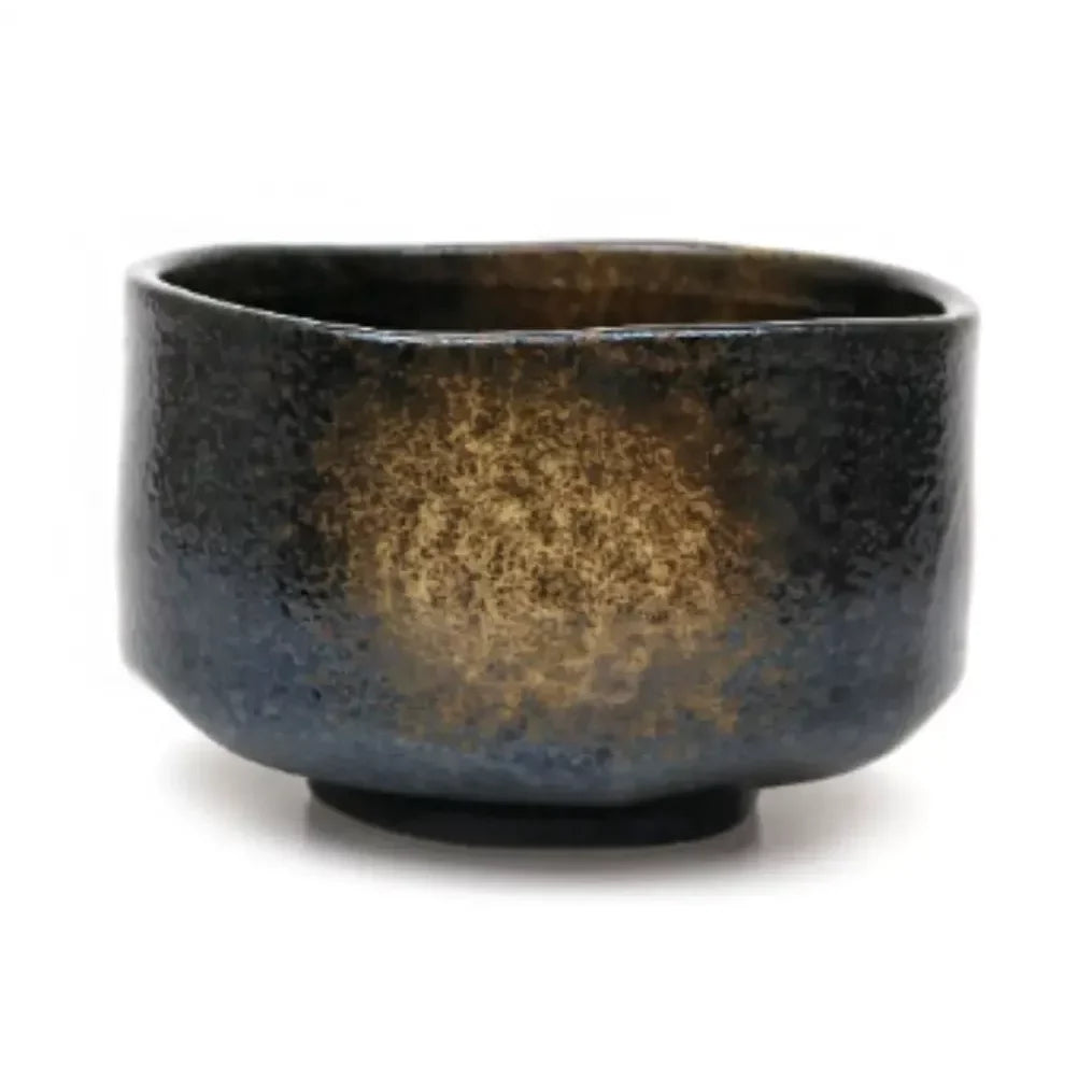 Chawan Handmade Mino Ware Black & Gold Japanese Matcha Bowl