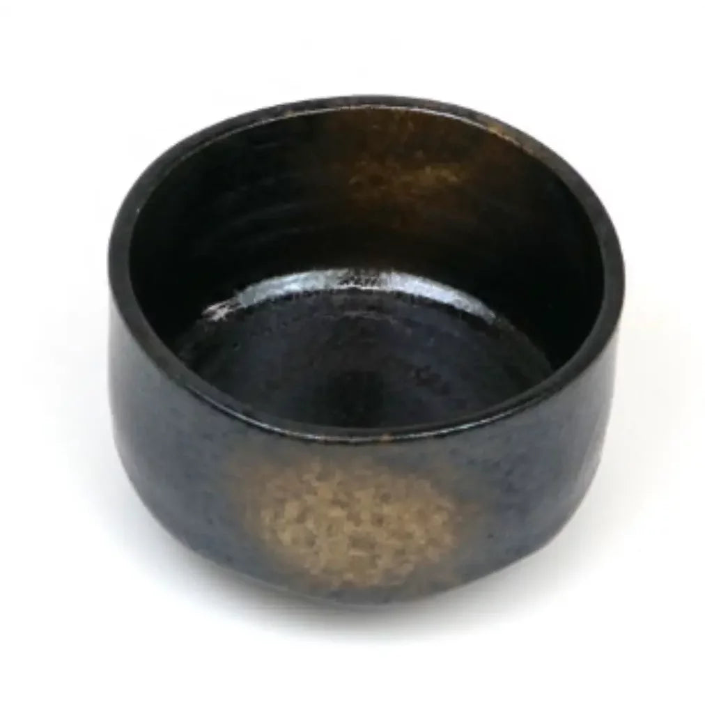 Chawan Handmade Mino Ware Black & Gold Japanese Matcha Bowl