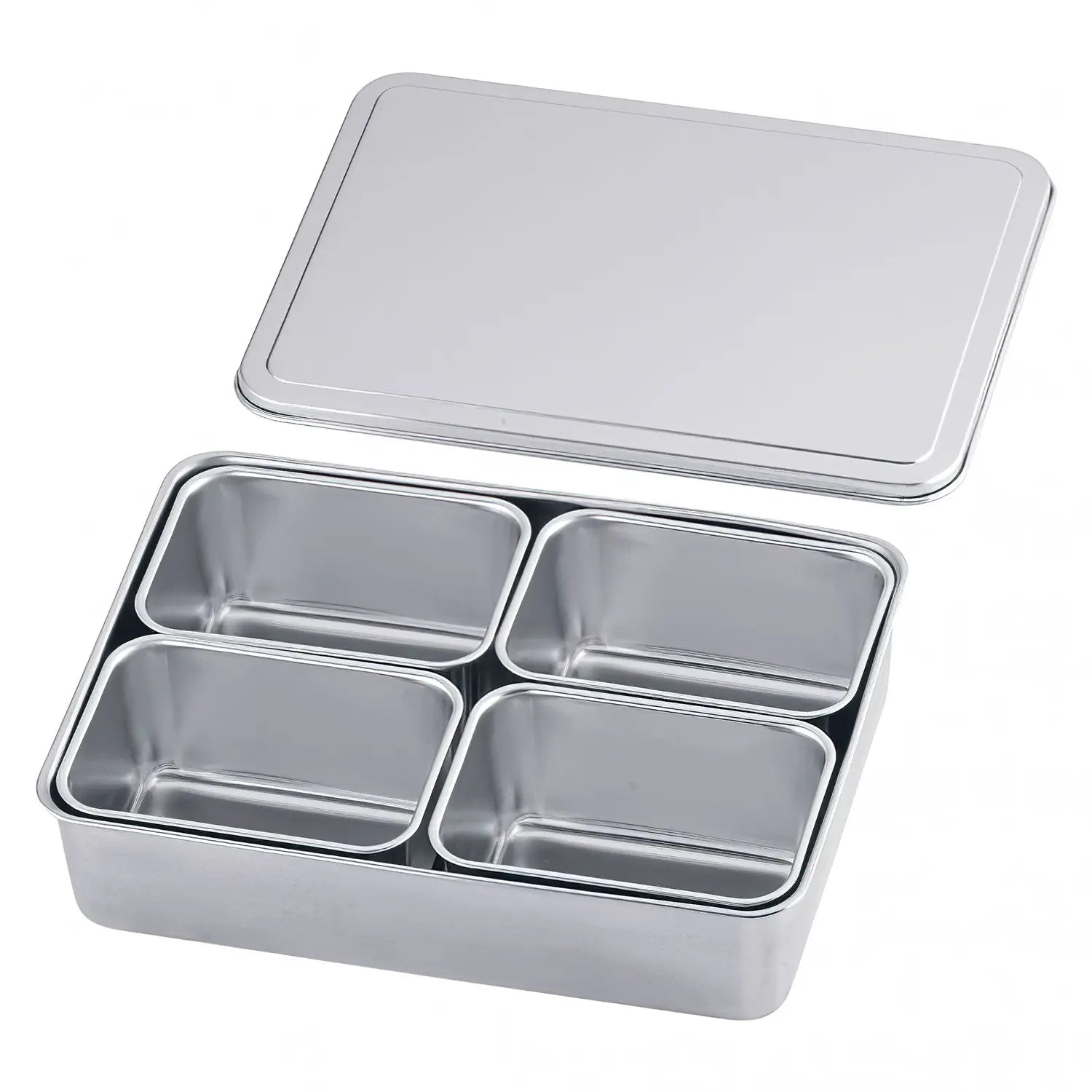 Clover Stainless Steel Yakumi Seasoning Container Small 4 Compartments Square - YOYO JAPAN
