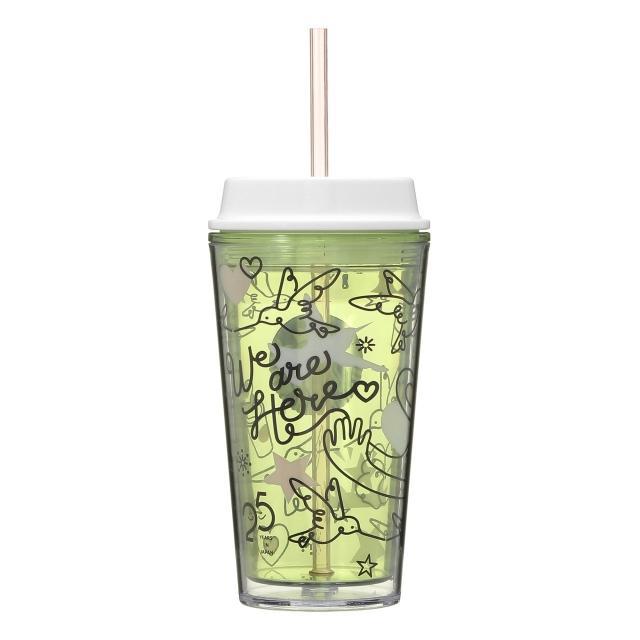 Starbucks Cold Cup Tumbler Line Art Green 473ml - Starbucks Japan 25th Anniversary