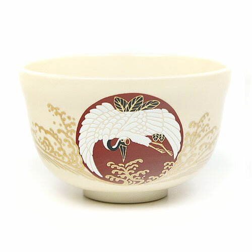 Crane & Rising Sun Design Chawan Matcha Cup Tea Bowl