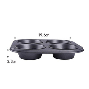 Cz-Ing Japan 4-Cavity Non-Stick Carbon Steel Muffin Pan Muffin Pancake Baking Mold Tray Pot Kitchen - YOYO JAPAN