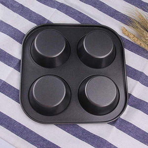 Cz-Ing Japan 4-Cavity Non-Stick Carbon Steel Muffin Pan Muffin Pancake Baking Mold Tray Pot Kitchen - YOYO JAPAN