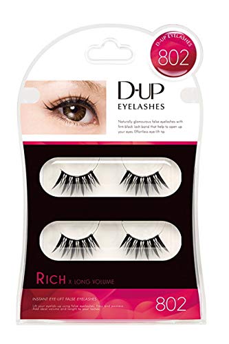 D-Up Eyelash Rich 802 Black - 2 Pairs for Voluminous Look