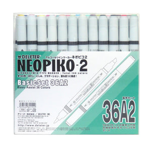 Deleter Neo Pico-2 Alcohol Markers Basic Set 36 Colors A2 - YOYO JAPAN