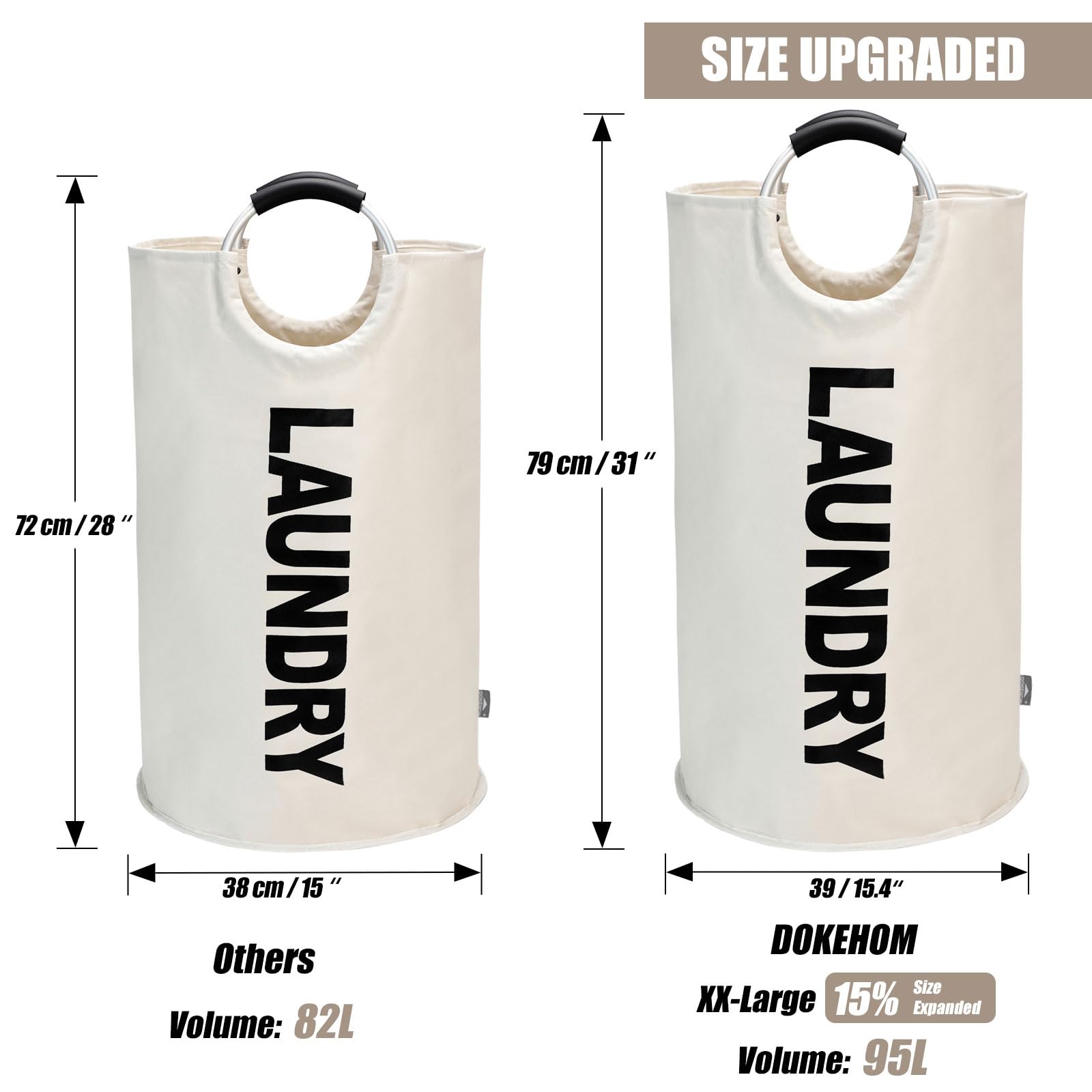 Dokehom 95L Laundry Basket Hamper Box Japan Waterproof Handle Folding Stylish Interior Goods (Black) - YOYO JAPAN