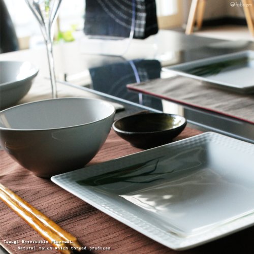 Fabrizm Japan Placemat 40X30Cm Tsumugi Reversible Edo Purple Sepia 1084-Pur-Pur - YOYO JAPAN