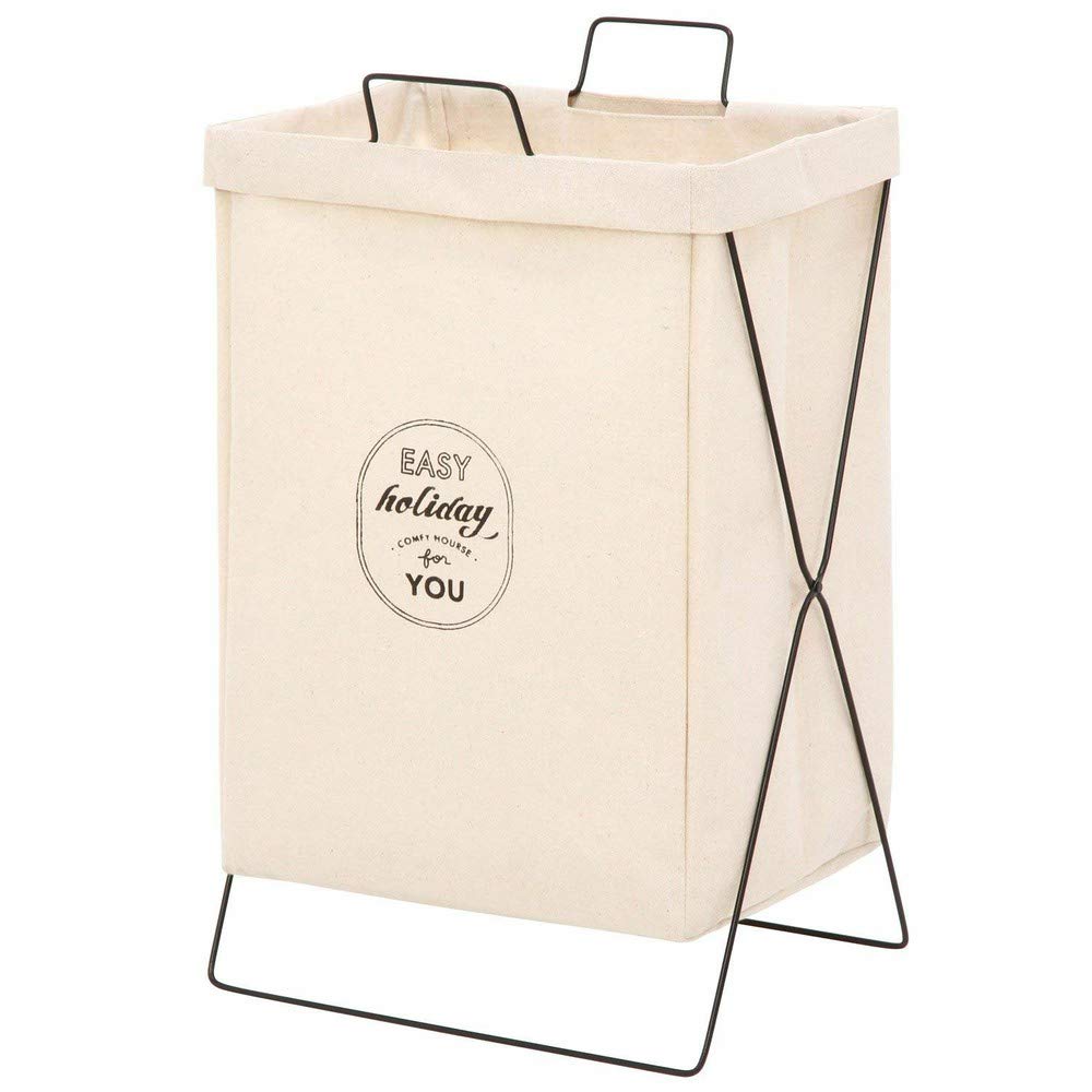 Fujiboeki Japan 32810 Laundry Basket Slim Width 37X27X60Cm Ivory Foldable Trash Can Camping Toy Storage Handle Water Repellent - YOYO JAPAN