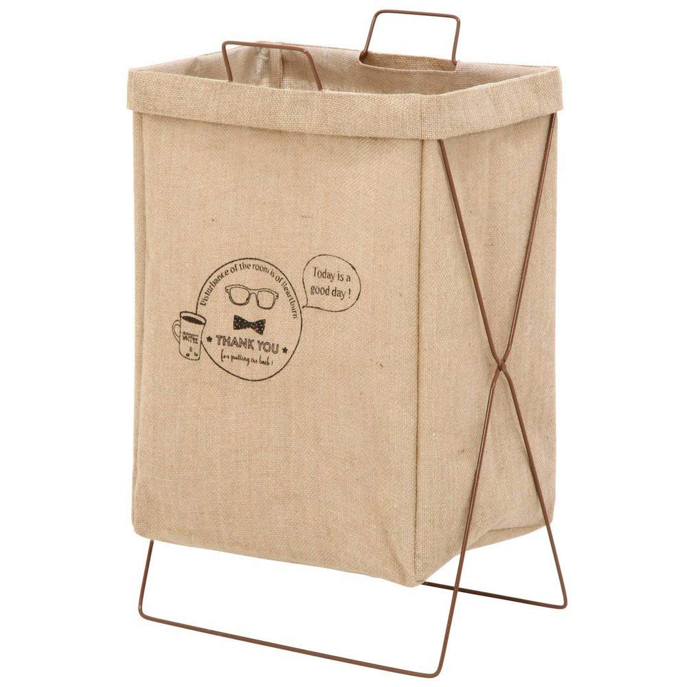Fujiboeki Japan 32811 Laundry Basket Slim 37X27X60Cm 100% Linen Folding Trash Can Camping Toy Storage Handle Water Repellent Inside - YOYO JAPAN
