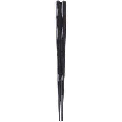 Fukui Craft Hexagonal Carved Lacquered Japan Non-Slip Chopsticks 24Cm Black - YOYO JAPAN