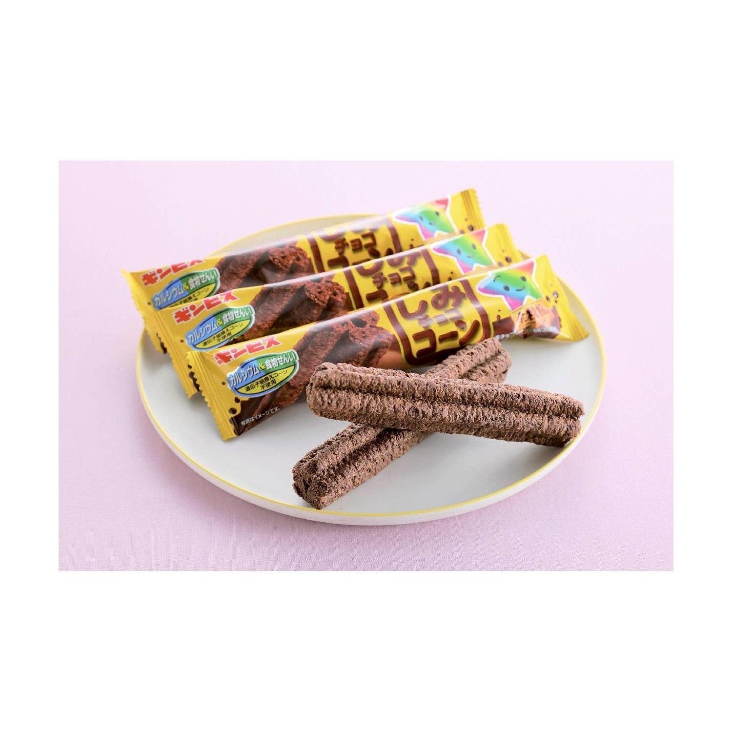 Ginbis Shimi Choco Stick Chocolate Covered Corn Puff Snack (Pack of 10)