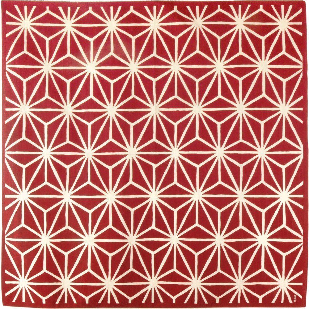 Hama Pattern Furoshiki 90Cm Japanese Hemp Leaf Red Cloth From Japan - YOYO JAPAN