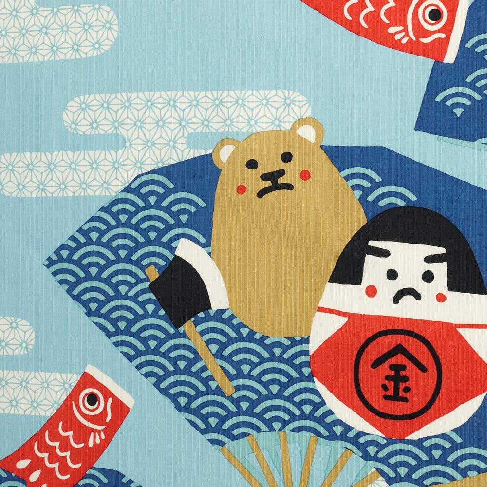 Hama Pattern Furoshiki 50Cm Kintaro Daruma Blue - Japanese Cloth - YOYO JAPAN
