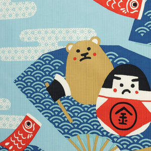 Hama Pattern Furoshiki 50Cm Kintaro Daruma Blue - Japanese Cloth - YOYO JAPAN