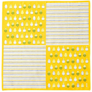 Hama Pattern Furoshiki 50Cm Parakeet Arrangement Yellow - Japanese Cloth - YOYO JAPAN