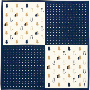 Hama Pattern Japanese Wrapping Cloth 50Cm Cat Navy Blue - YOYO JAPAN