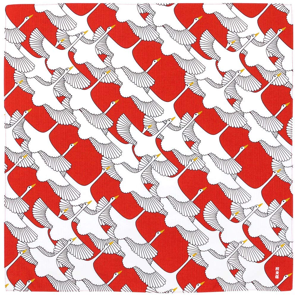 Hama Pattern Japanese Shukutsuru Red Small Wrapping Cloth 50Cm - YOYO JAPAN