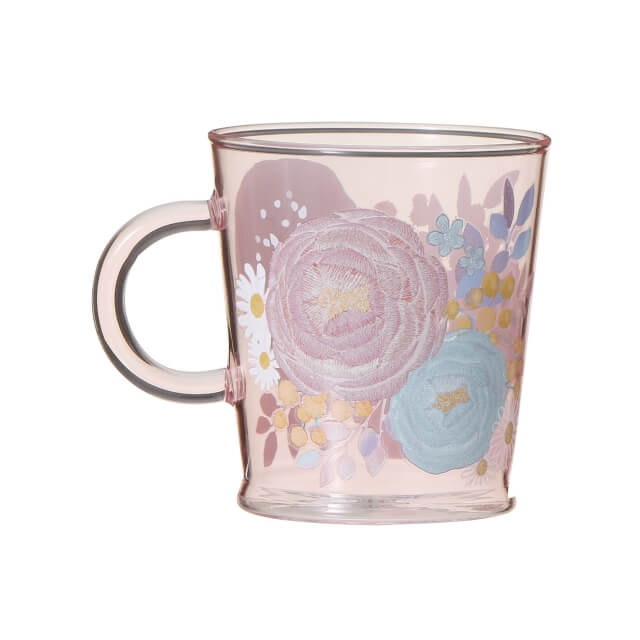 Starbucks Heat Resistant Glass Mug Flower Bouquet 355ml - Starbucks Mugs In Japan