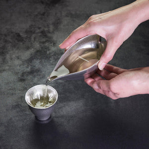 Hiracle Tinware Sakura Katakuchi Lipped Sake Server - YOYO JAPAN