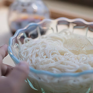 Hirota Glass Japan Yukinohana Blue Shallow Bowl Soda-Lime Glass - YOYO JAPAN