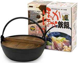 Ikenaga Iron Works Tekko Iron Pot 24Cm W/ Wooden Lid - Ih Compatible 2-3 People Japan Gourmet - YOYO JAPAN