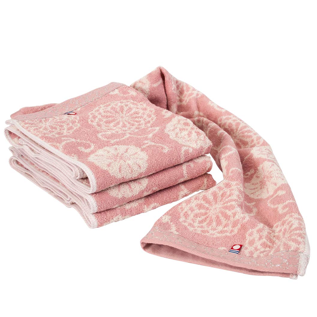 Prairie Dog Imabari Towel Certified Thin Face Towel 100% Cotton Japan Small Pattern Pink 4-Pack