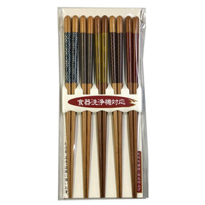 Ishida Bugaku Chopsticks Set Of 5 23Cm Natural Wood Japan Dishwasher Safe - YOYO JAPAN