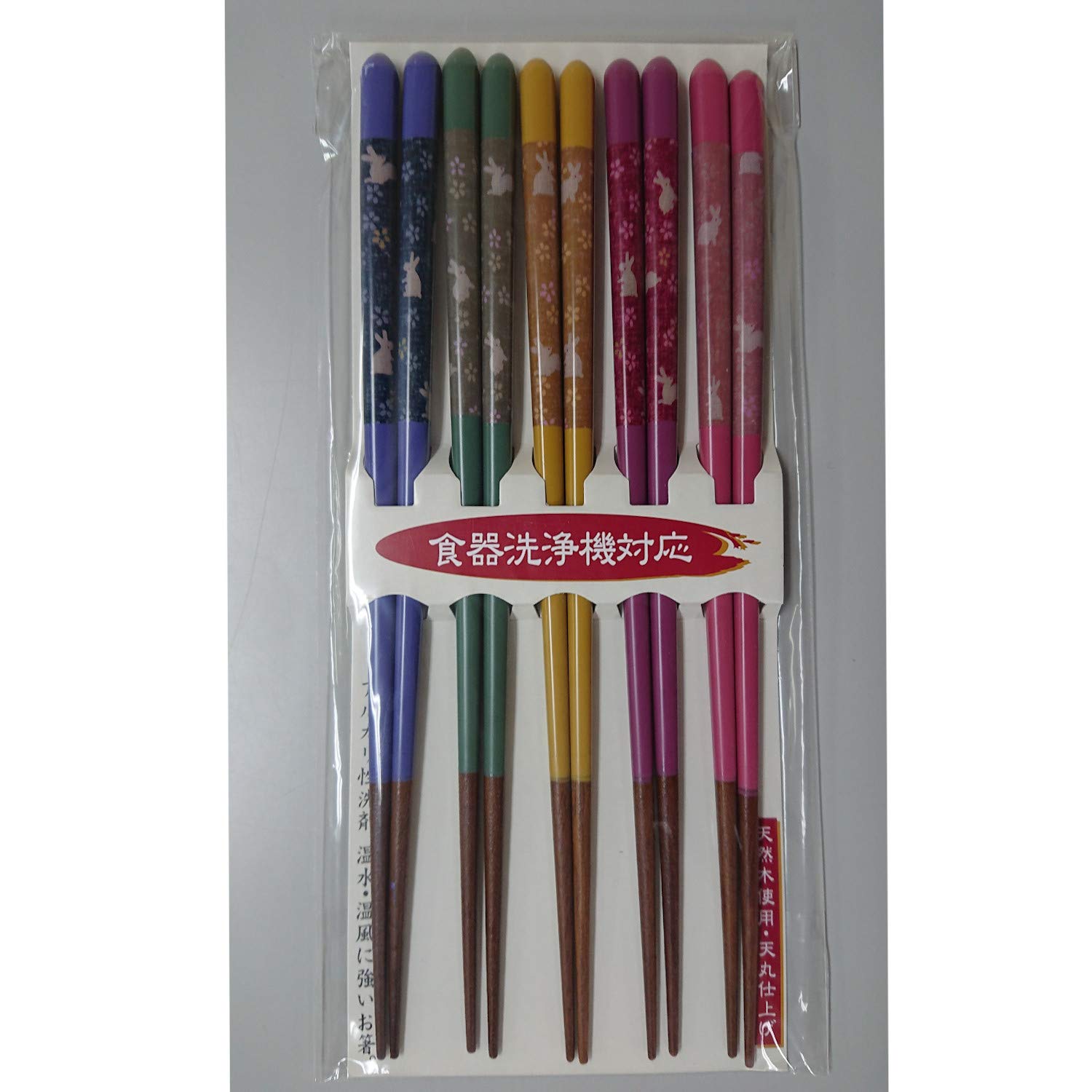 Ishida Japan Natural Wood Chopsticks Set Of 5 Tabi Rabbit Dishwasher Safe 23Cm - YOYO JAPAN