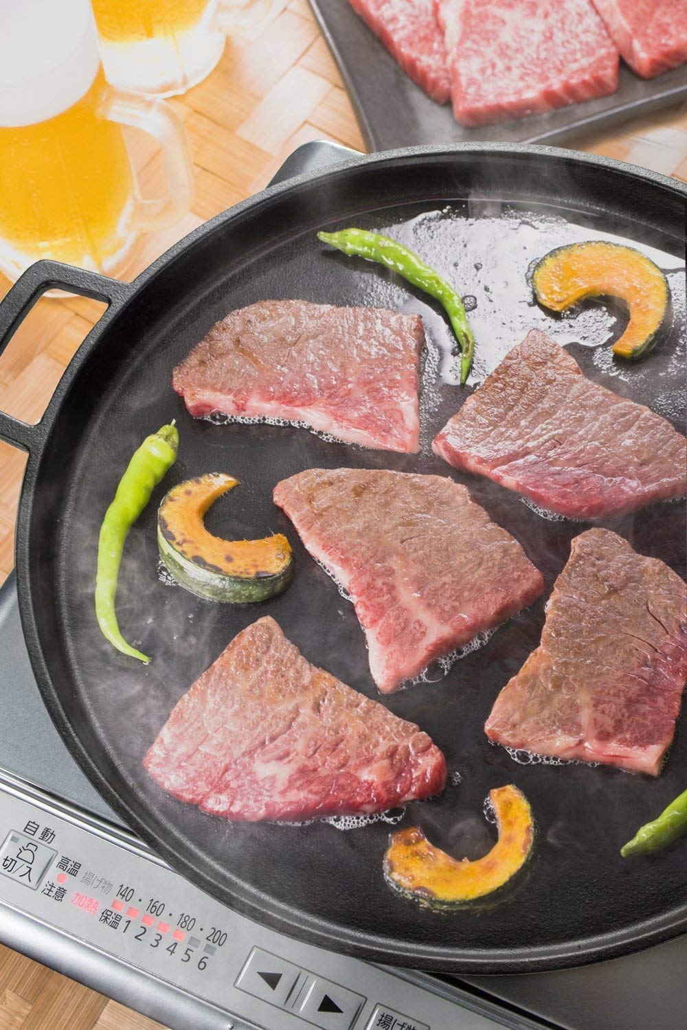 Ishigaki Iron Plate Black 40.5X33X3Cm Round 32Cm Compatible Yakisoba Okonomiyaki Yakiniku Japan - YOYO JAPAN