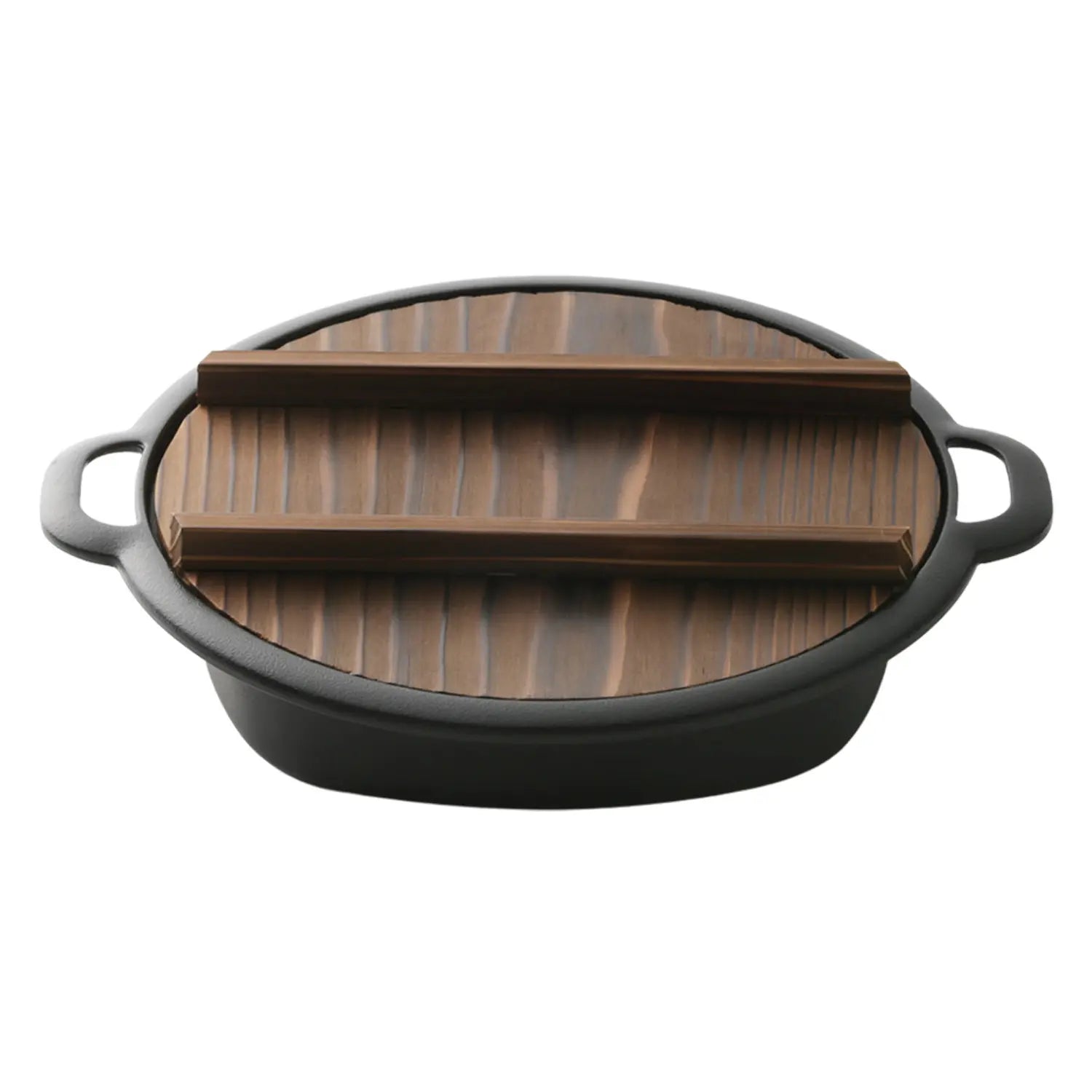 Iwachu Nambu Cast Iron Sukiyaki & Gyoza Pan Japan W/ Wooden Lid