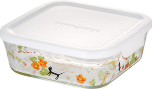 Iwaki Japan B3247-Snb1 Heat Resistant Glass Storage Container Shinjikato Colorful Herbs Square M 800Ml Pack - YOYO JAPAN