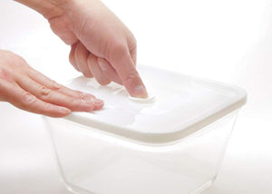 Iwaki Japan Heat Resistant Glass Airtight Container White 1.5L 19X19X11Cm - YOYO JAPAN